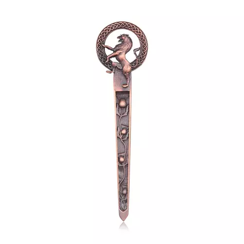 Scottish Lion Rampant Celtic Knot Thistle Chocolate Bronze Pewter Kilt Pin