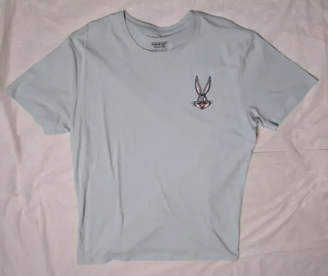 Bugs Bunny embroidered Looney Tunes Mens T Shirt lite blue size XL