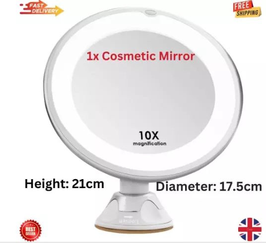 10X Magnifying Mirror With Led Lights Make Up Shaving Illuminated Cosmetic Uk