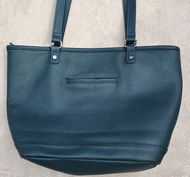 Jewell Thirty-One City Chic Emerald Green Pebbled Faux Leather Tote Shoulder Bag