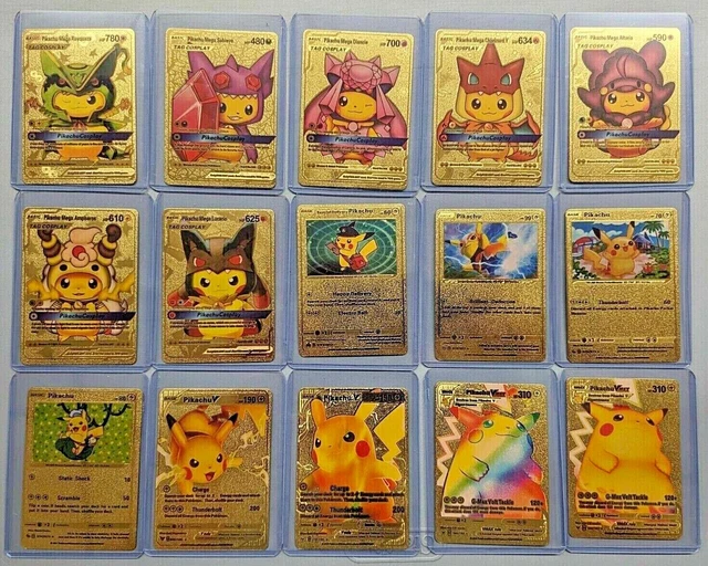 POKEMON VMAX COSPLAY Pikachu Gold Foil Fan Art Cards Full Set of