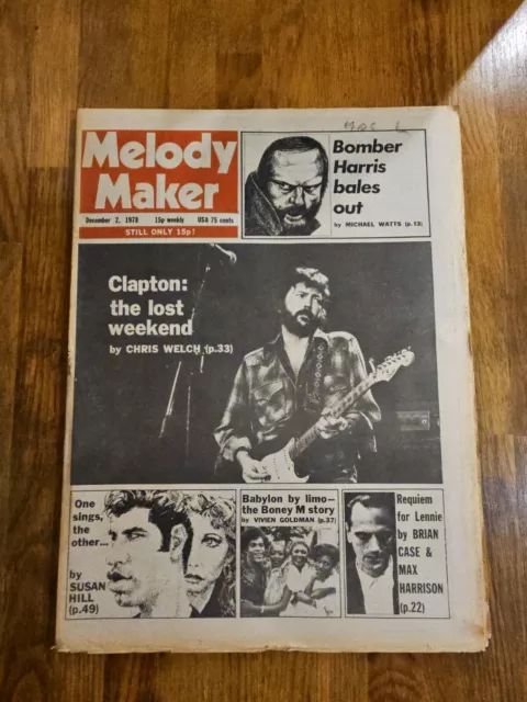 Melody Maker newspaper December 2nd 1978 Eric Clapton cover