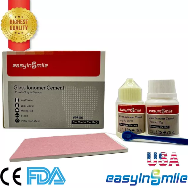 Dental Glass Ionomer Cement Permanent Luting For Crowns Bridges Veneer 20g+10ml