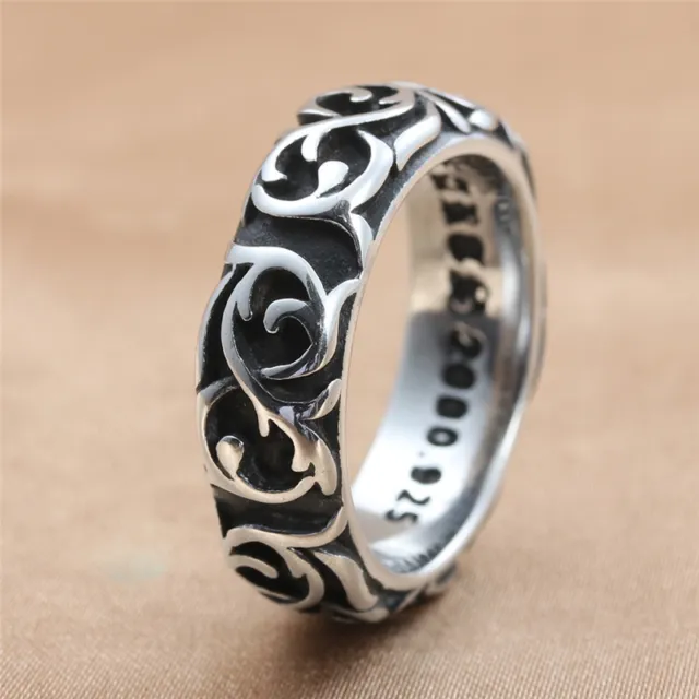 Ring Ringe Pflanzen Damen Herren versilbert Retro Vintage Punk Biker