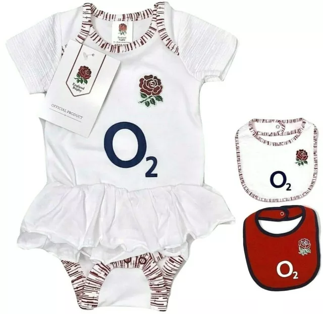 England Six Nation Rfu Filles Rugby Bébés Tutu Corps Court Manche Bébé Grow Robe