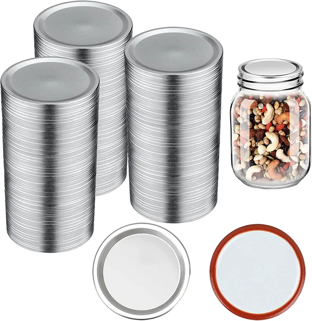 100 PCS Regular Mouth Canning Reusable Leak Proof Split Type Aluminum Lids NEW