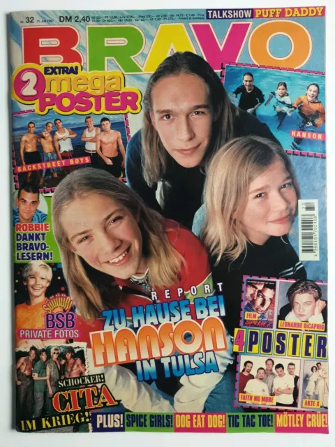 Bravo 32 vom 31.7.1997 Komplett! Hansons / Robbie Williams / Puff Daddy (760)