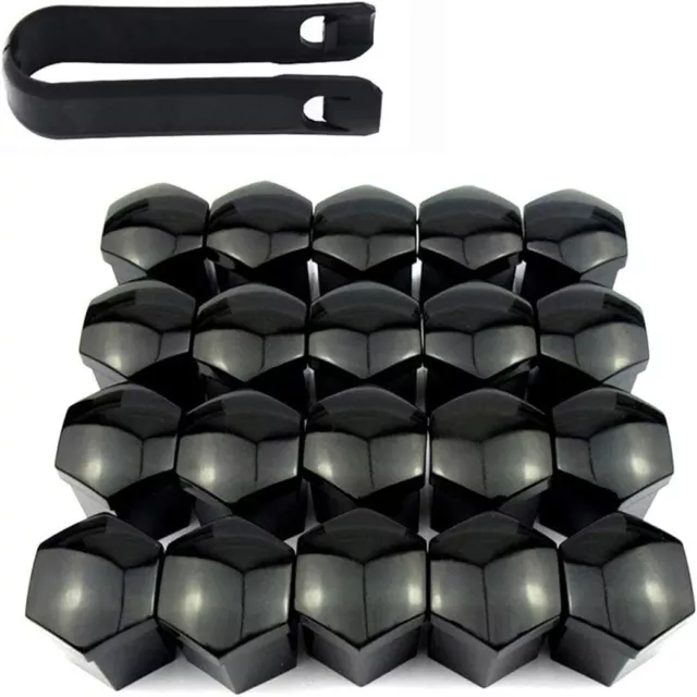21Pcs 17mm Gloss Black Car Wheel Nut Caps Bolt Covers for Audi VW Vauxhall Bmw