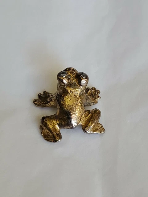 Golden Frog Tie Tack Lapel Hat Jacket Pin Gold Color Metal