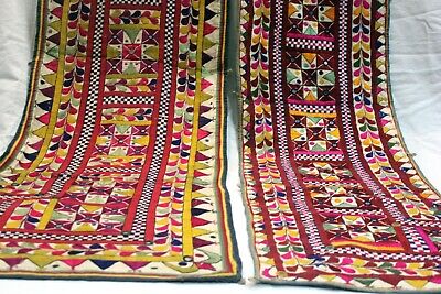 Pair Of Door Valance Kutch Old Fine Craft Banjara Heavy Embroidery Trim Tapestry 2
