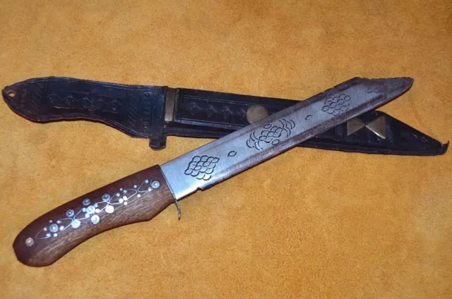 Nomadic Tuareg Tribal Hand Forged Metal Knife Dagger Leather Sheath Niger Africa