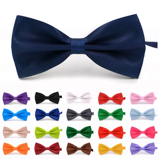 Men Bowtie Classic Wedding Party Bow Tie Solid Color Adjustable Necktie Fashion