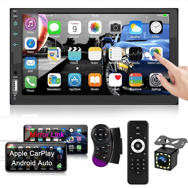 Double Din 7" Car Stereo Android/Apple Carplay Radio Touch Screen Player+ Camera