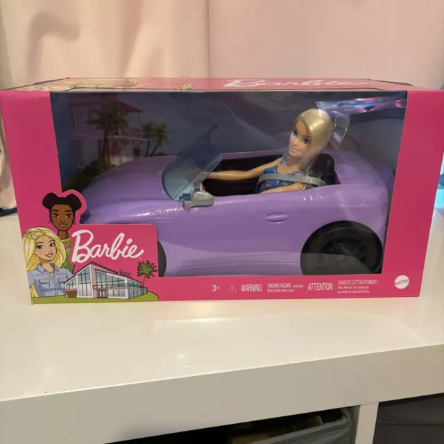 Mattel Barbie Puppe & Cabrio lila Auto Spielset / brandneu