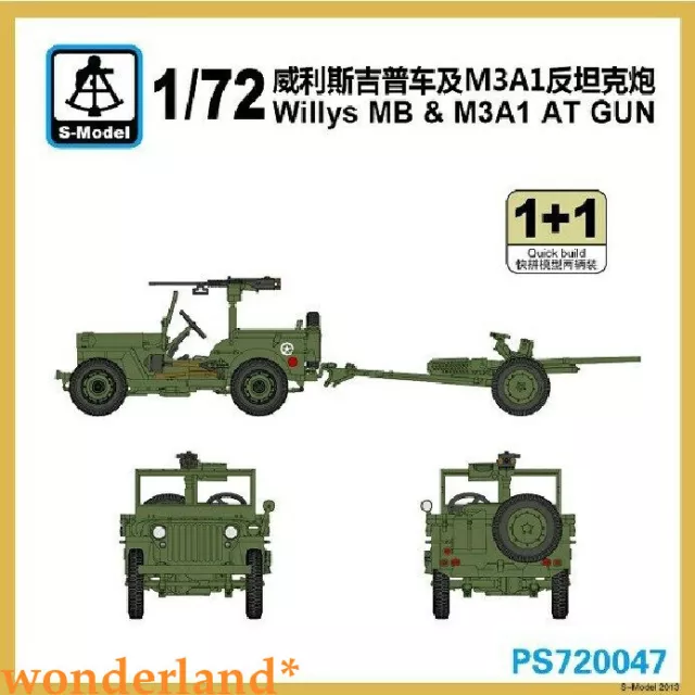 S-model 1/72 PS720047 Willys MB&M3A1 AT Gun (1+1)