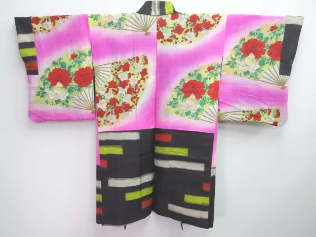 8212B3 Silk Vintage Japanese Kimono Haori Jacket Meisen