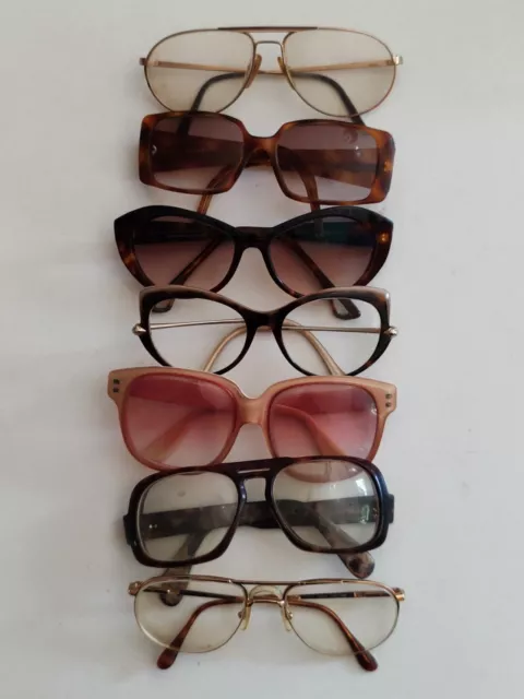 Lunettes Anciennes Lot De 7 Paires Écaille, Métal, Vintage De Marque