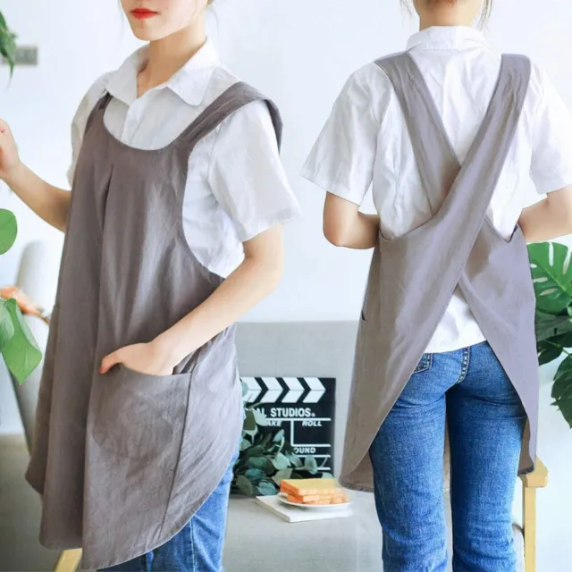 Cross Back Kitchen Apron  for Baking Painting Gardening Cleaning