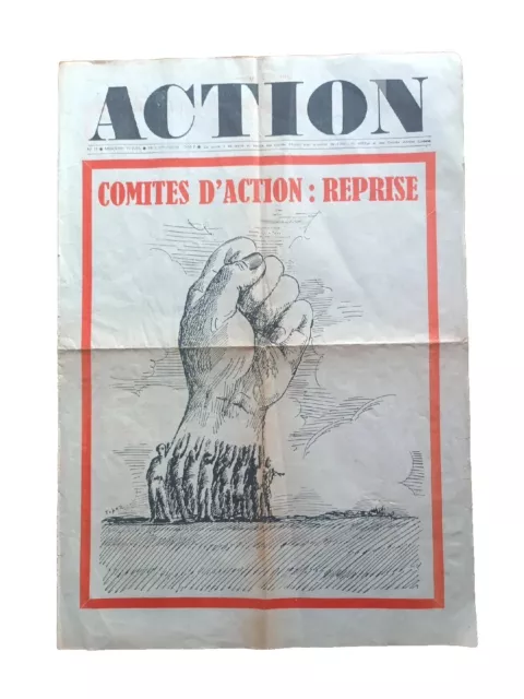Journal  Action Revue Politique Mai 68 Affiche 1968 Wolinski