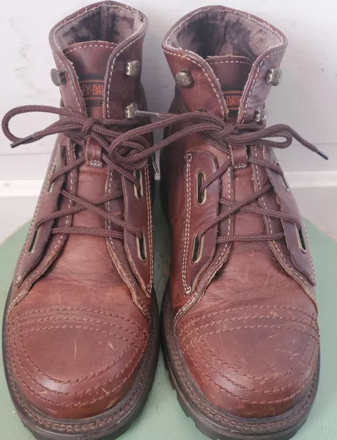 Harley Davidson ASHER Brown Leather Steel Toe Motorcycle Boots SZ9# 84253