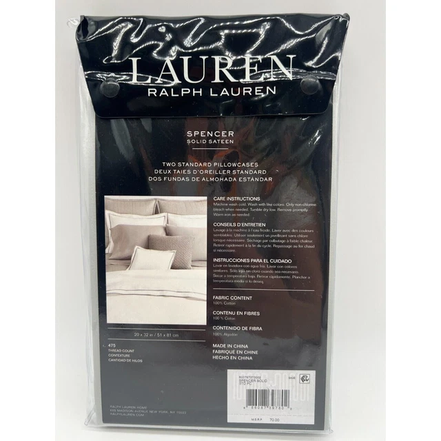 LAUREN RALPH LAUREN Spencer Solid Sateen Standard Pillowcases Sage NWT📦
