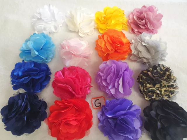 Joblot 32 pcs Mixed colour Faux Silk flower hairclips/broach New wholesale G