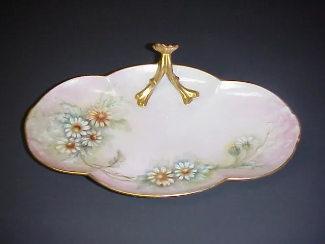 Antique William Guerin Limoges France Tray Hand Painted Gold Handle 1891