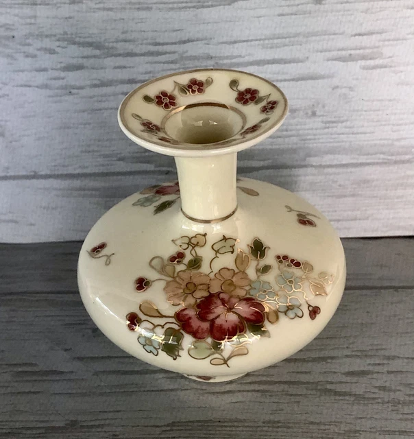 SMALL ZSOLNAY HANDPAINTED VASE WITH FLORAL MOTIF GOLD GILT Made in Hungary