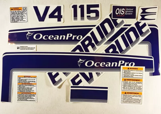 For EVINRUDE 115 Ocean Pro ( Blue ) Vinyl decal set from BOAT-MOTO/ sticker kit