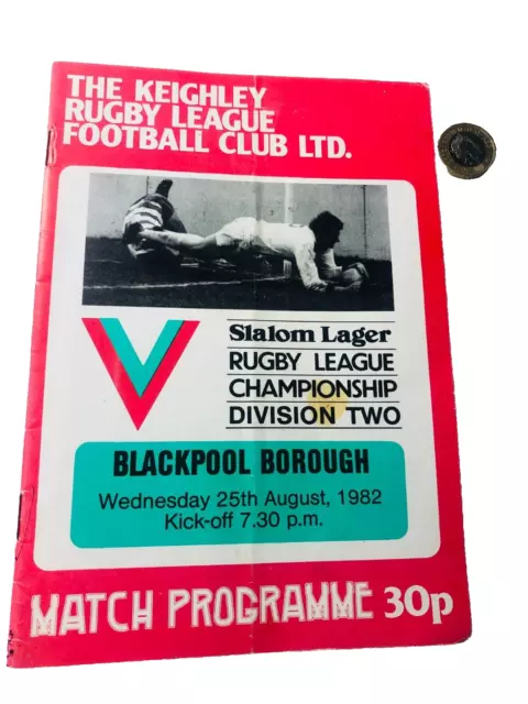 Rugby Programme Keighley Vs Blackpool Borough August 1982 Vintage ra