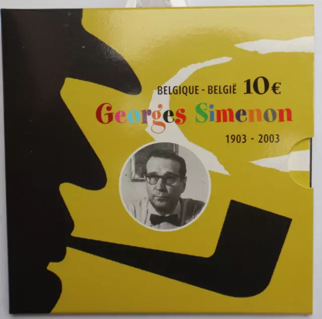 BELGIEN: 10 Euro 2003: 100. GEBURTSTAG VON GEORGES SIMENON, 925 SILBER PP, C12