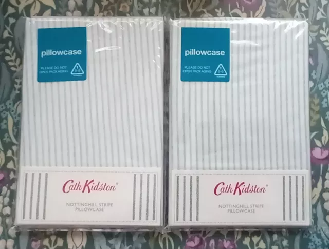 2 Brand New Cath Kidston Nottinghill Stripe Pillowcases.