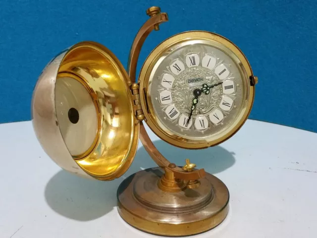 Stupendo Orologio A Mappamondo Richiudibile Tutto In Ottone . Bellissimo.