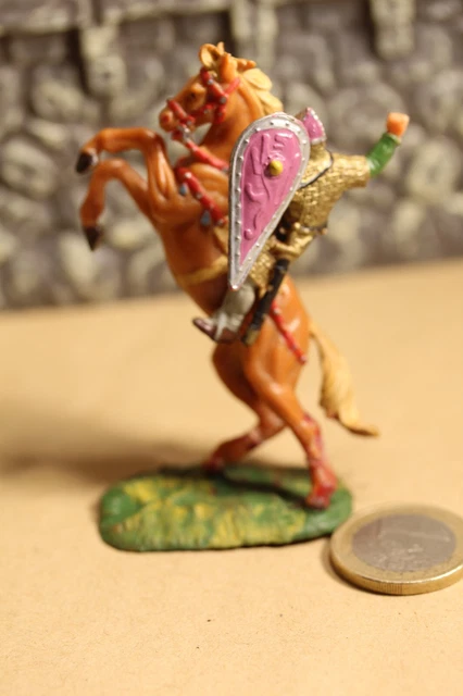 Figurine Elastolin – Chevalier Cavalier Moyen Âge, 1:32 (60mm), Plastique Peint, état Impeccable