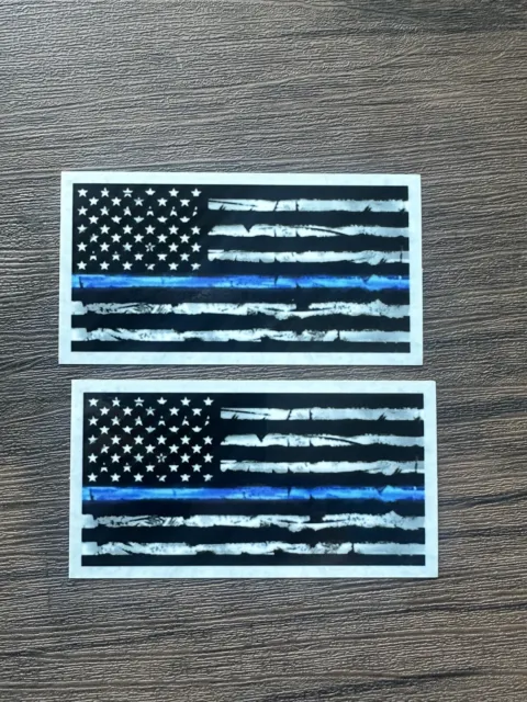 Blue Lives Matter Flags Thin Blue Line Flag Sticker Grunge Vinyl Decal Police 2X