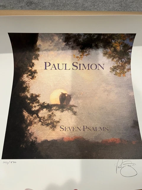 Paul Simon SIGNED 25X25” Seven Psalms Lithograph 143/500 Art Garfunkel COA