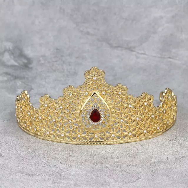 Big Turkish Crystal Head Crown Wedding Ethnic Headdress Moroccan Tiara Accessory 3