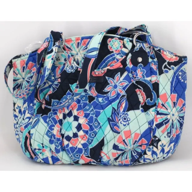 Vera Bradley Blue Lotus Flower Swirl Multi Compartment Shoulder Bag