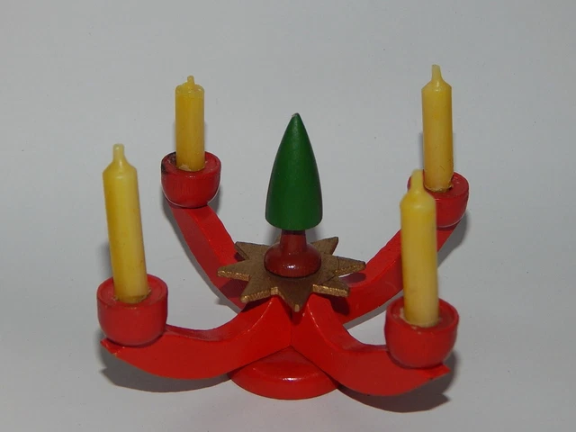 Antiker Erzgebirge Kerzenhalter mit Baum Adventsleuchter  - Puppenstube ?