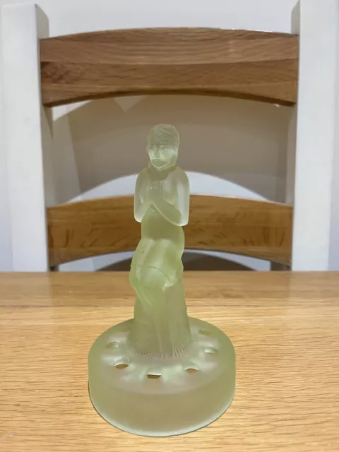 Sowerby Art Deco Uranium Glass Green Lady Figurine Figure 15cm tall 1930s