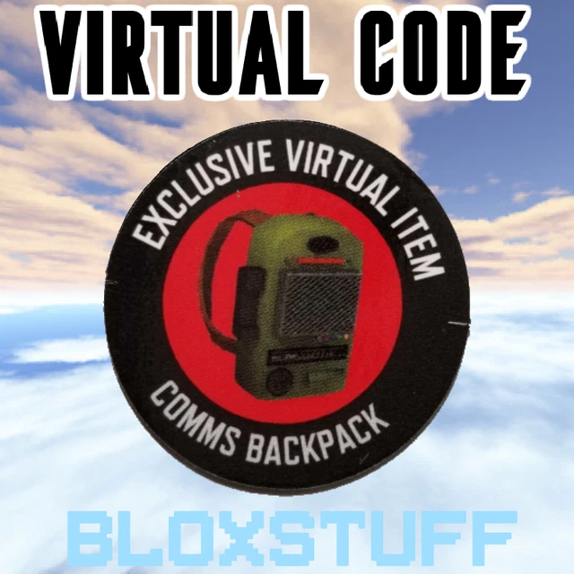 COMMS BACKPACK ROBLOX Virtual Toy Code Sent in Inbox Action 7.26