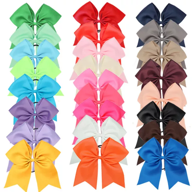 5/10/20 Pcs 8 Inch Solid Colors Hair Bows with Elastic Band PonyTail Cheerleader