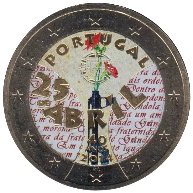 PO20014.3 - PORTUGAL - 2 euros commémo. Colorisée Révolution des Œillets - 2014