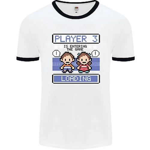 Baby Pregnancy Expecting Dad Mum to Be Mens White Ringer T-Shirt