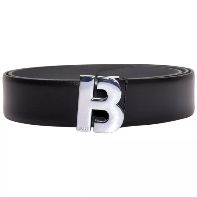 Hugo Boss Men's B-Icon Belt Black Genuine Smooth Leather Belt