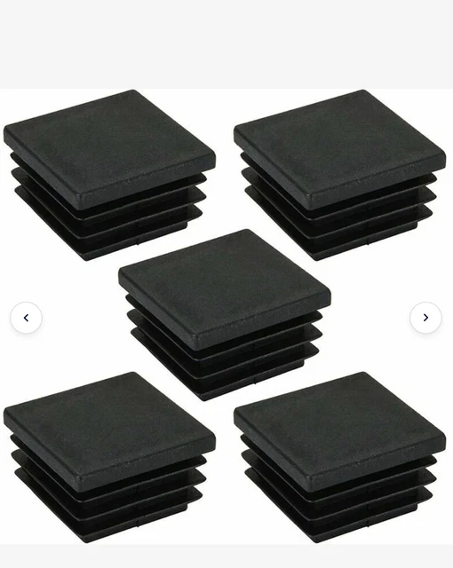 Black Plastic End Caps – Square & Rectangle – Furniture Feet, Tube Inserts, Blanking Plugs