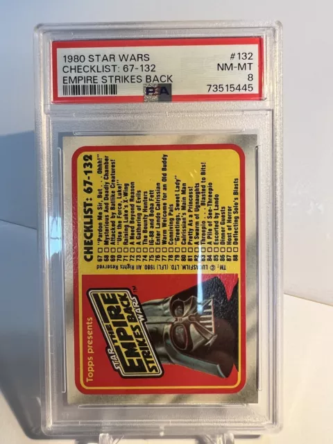 1980 Star Wars Empire Strikes Back #132 PSA 8 - Checklist: 67 - 132 Darth Vader