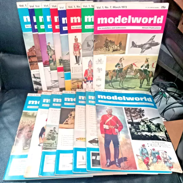 Modelworld Magazine lot of 16 (1972, 73, 74)  Very Good Condition model world