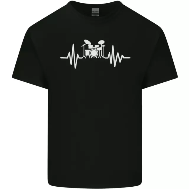 Drum Kit Pulse ECG Drum Drummer Drumming Mens Cotton T-Shirt Tee Top
