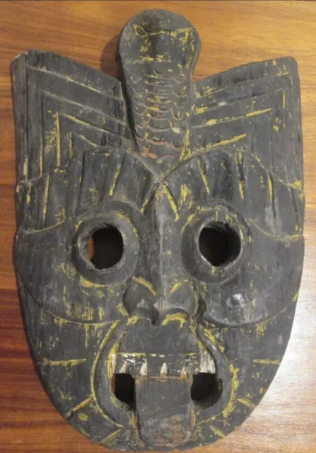 African Antique Carved Wood Mask Ivory Coast Tribal Carving